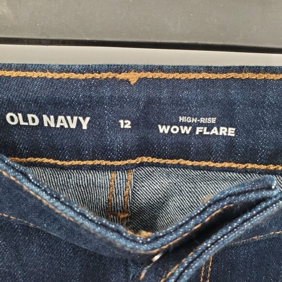 Old Navy High Rise Wow Flare Jeans Women Size 12 NWT Dark Wash Cotton - Picture 7 of 16